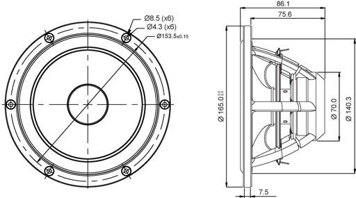 SB ACOUSTICS SATORI MR16P-4 6.5'' 4ohm Neodymium MIDRANGE Loudspeaker