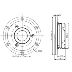 Alternative view of SB ACOUSTICS SATORI TW29DN-8 29mm 8ohm Neodymium Large Surround Dome Tweeter