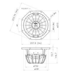 Alternative view of Faital Pro W8N8-150 16ohm 8" 150 watt Neo Speaker