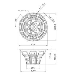 Alternative view of Faital Pro 12XL1200 8ohm 15" 1200 watt Neo Speaker