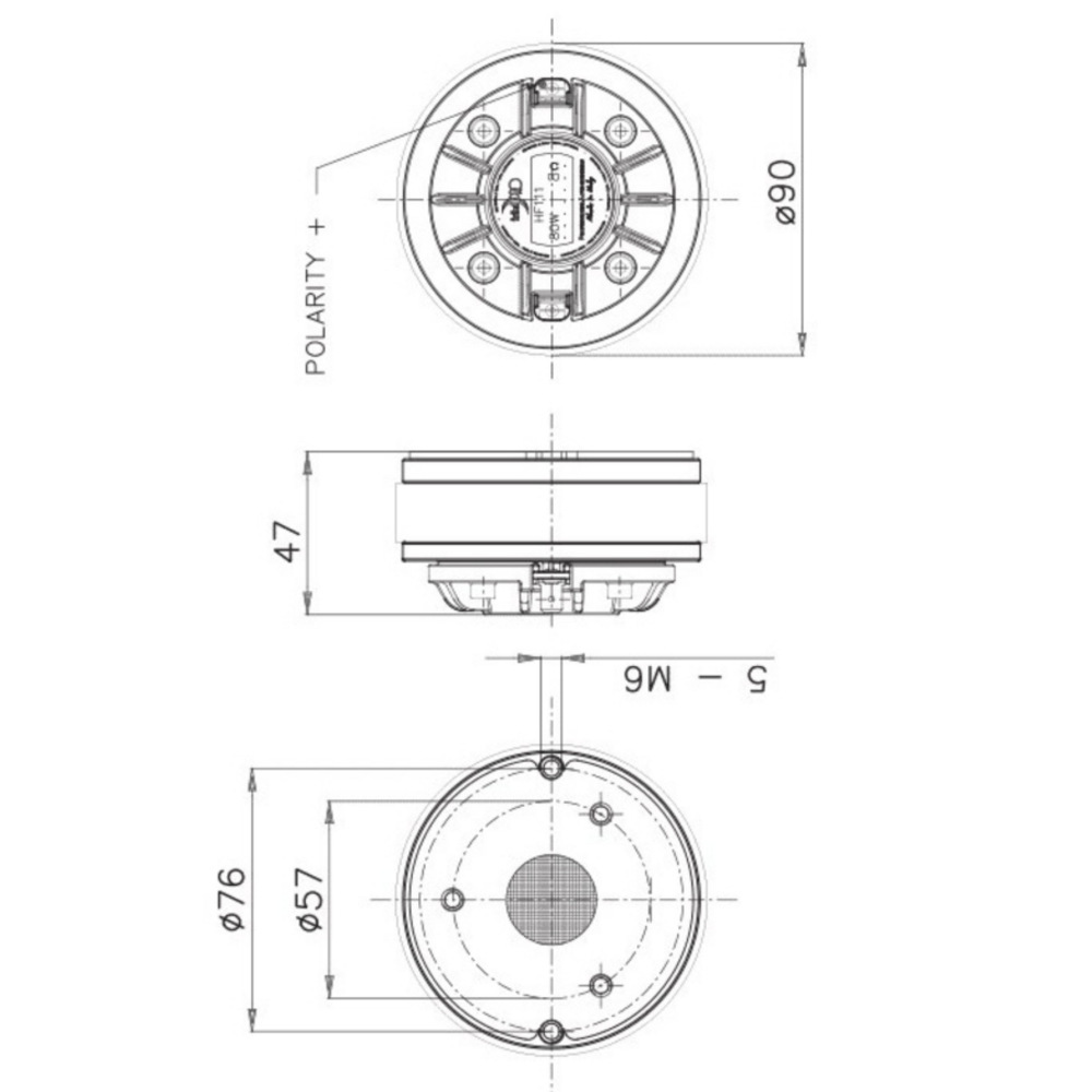 Faital Pro HF111 16ohm 1" 40 watt Ferrite Compression - Image 2